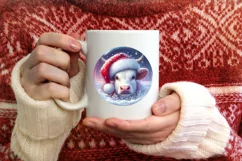 Winter Scene Cow Portrait Round Ornament Sublimation PNG Product Image 3