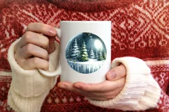 3D Winter Scene Watercolor Ornament Sublimation PNG Product Image 3