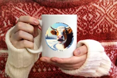Snow Made Wall Cow Round Ornament Sublimation PNG Product Image 4