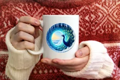 Peacock in Icy Wall Round Ornament Sublimation PNG Product Image 4