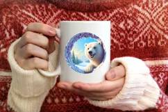Icy Wall Polar Bear Winter Round Sticker Ornament Product Image 3