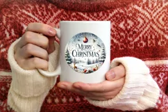 Winter Scene Merry Christmas Ornament Sublimation PNG Product Image 4