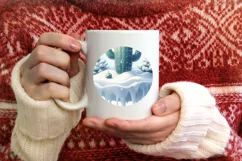 3D Winter Scene Cactus Ornament Sublimation PNG Product Image 1