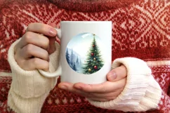 Christmas Tree Round Ornament Sublimation PNG Product Image 3