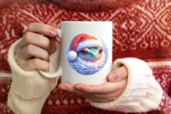 Cheerful Frog Christmas Ornament Sublimation PNG Product Image 3