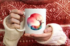 Reindeer Christmas Ornament Sublimation PNG Product Image 1