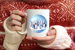 Penguins Round Ornament Sublimation PNG Product Image 4