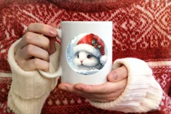 Bunny Winter Christmas Ornament Sublimation PNG Product Image 3