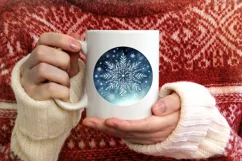 Snowflake Round Ornament Sublimation PNG Product Image 3