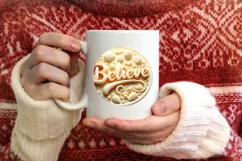 Believe Type Treatment Christmas Ornament Sublimation PNG Product Image 1