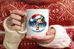 Winter Scene Giraffe Digital Painting PNG Product Image 3
