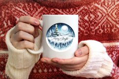 Santa and Merry and Bright Round Winter Scene Ornament Product Image 1