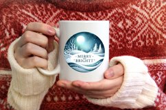 Santa and Merry and Bright Round Winter Scene Ornament Product Image 3