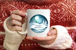 Santa and Merry and Bright Round Winter Scene Ornament Product Image 3