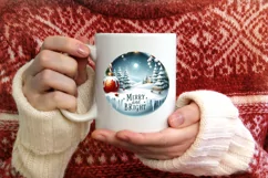 Santa and Merry and Bright Round Winter Scene Ornament Product Image 4