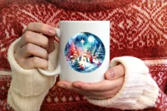 Nativity Scene Round Ornament Sublimation PNG Product Image 4