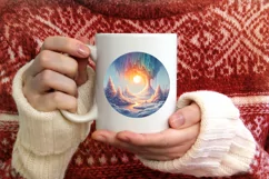 Pastel Winter Scene Round Ornament Sublimation PNG Product Image 4