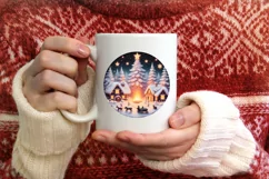 Round Christmas Ornament Sublimation|Clipart Product Image 3