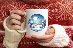 Penguins Winter Scene Christmas PNG Product Image 3