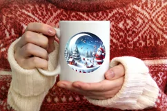 Winter Santa Presents Round Ornament Sublimation PNG Product Image 3