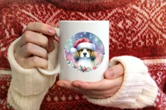Colorful Christmas Dog Round Ornament Sublimation PNG Product Image 3
