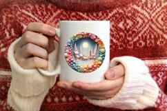 Detailed Christmas Candy Round Ornament Sublimation PNG Product Image 4