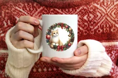 Winter Cat Round Ornament Sublimation PNG Product Image 3