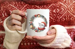Winter Cat Round Ornament Sublimation PNG Product Image 4