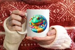 Christmas Frog Round Ornament Sublimation PNG Product Image 3