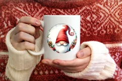 Winter Gnome Round Ornament Sublimation PNG Product Image 3