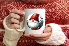 Winter Gnome Round Ornament Sublimation PNG Product Image 3