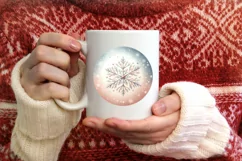 Winter Snowflake Round Ornament Sublimation PNG Product Image 4