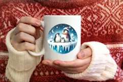 3D Winter Scene with Penguins Sublimation PNG Product Image 3