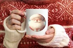 Santa Round Ornament Sublimation PNG Product Image 1