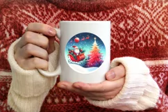Santa's Sleigh Round Ornament Sublimation PNG Product Image 3