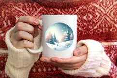 Winter Scene Tour Eiffel Round Christmas Ornament Product Image 3