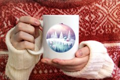 Winter Scene Tour Eifel Round Ornament Sublimation PNG Product Image 3