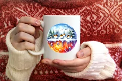 Round Christmas Ornament Sublimation|Clipart Product Image 3