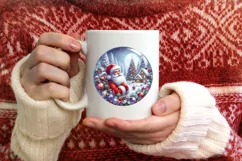 Melting Winter Scene with Santa Round Ornament Sublimation Product Image 4