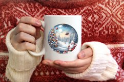 Melting Winter Scene with Santa Round Ornament Sublimation Product Image 4