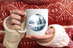 Winter Scene with Forest Round Christmas Ornament Product Image 4