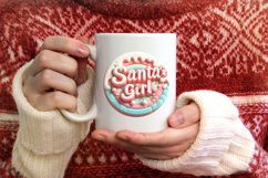 Santa's Girl Round Ornament Sublimation PNG Product Image 3