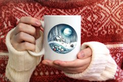 Winter Scene Eiffel Round Christmas Ornament Sublimation PNG Product Image 3