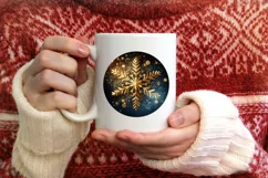 Snow Flake Christmas Round Cute Ornament Sublimation Product Image 3