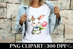 Easter Bunny Egg Flower, Clipart |T-shirt, Mug PNG Product Image 3