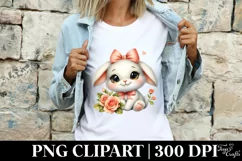 Easter Bunny Egg Flower, Clipart |T-shirt, Mug PNG Product Image 3