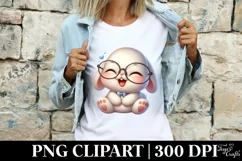 Easter Bunny With Glasses Flower, Clipart |T-shirt, Mug PNG Product Image 4