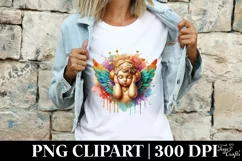 Cupid Angel Of Love Music Watercolor Florals Clipart Product Image 4