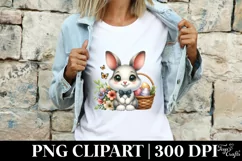 Cute Easter Bunny Egg Flower, Clipart |T-shirt, Mug PNG Product Image 4