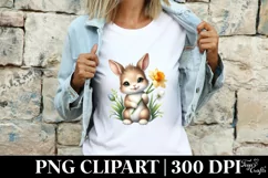 Easter Bunny Daffodil Flower, Clipart |T-shirt, Mug PNG Product Image 4